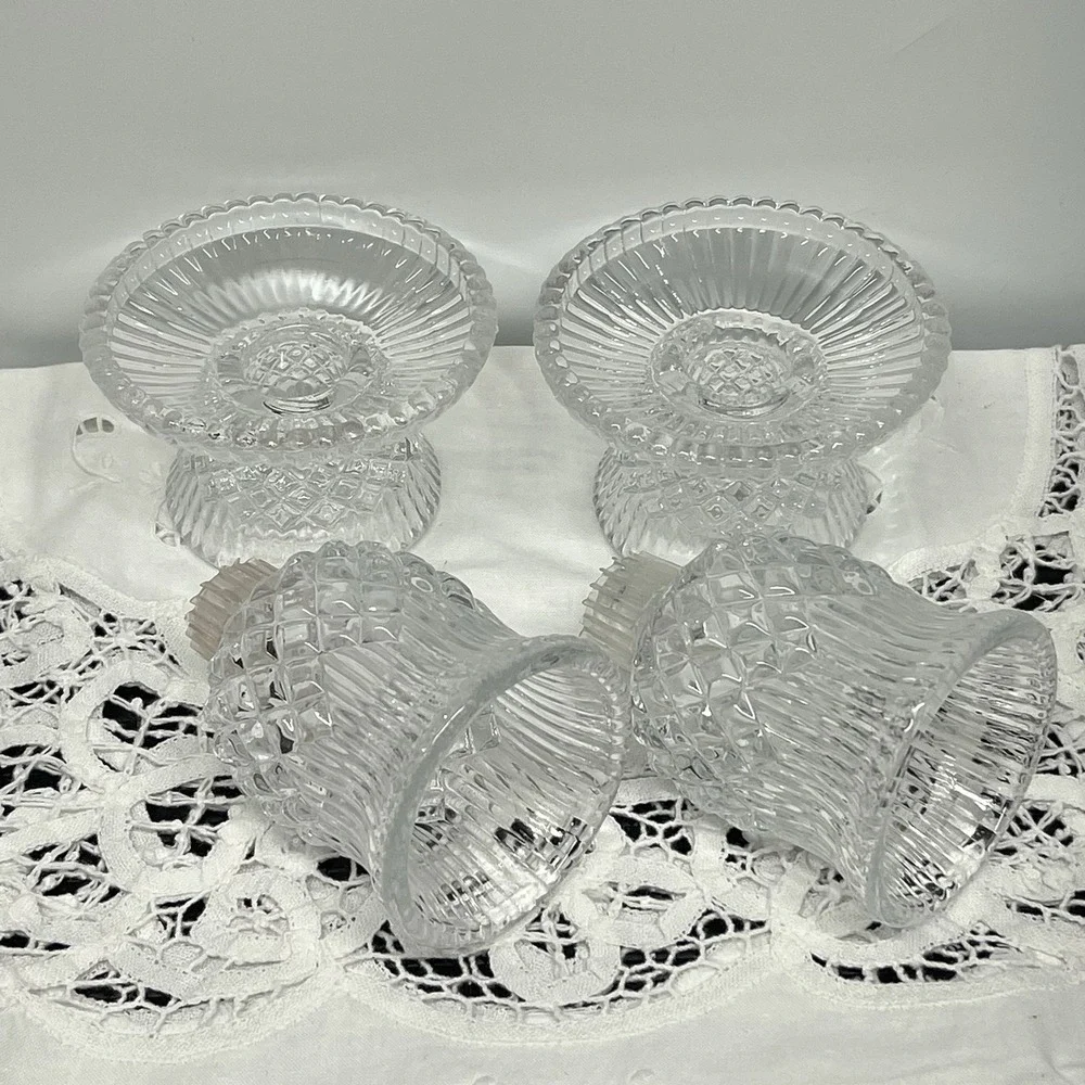 Vintage 90s PartyLite Williamsburg P7654 Votive Candle Holder Pair Lead Crystal - Picture 6 of 13